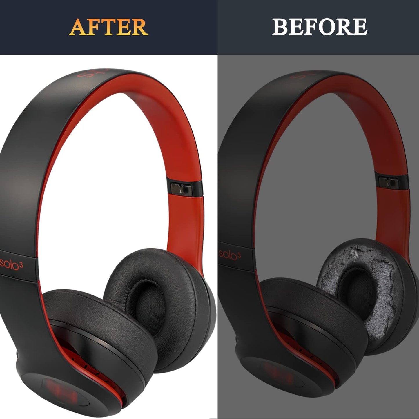 SoloWIT Earpads Cushions for Beats Solo 2 & 3 Wireless - Soft Protein Leather, Added Thickness