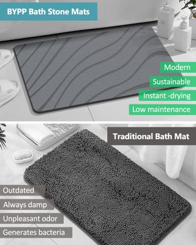 Natural Stone Bath Mat - Diatomaceous Earth, Nonslip, Super Absorbent, Quick Drying, Easy to Clean